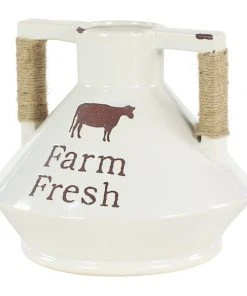 Grayson Lane Set of 2 10-in x 9-in Farmhouse Vase - White Porcelain