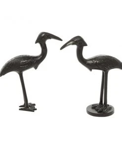 Grayson Lane Set of 2 7-in x 9-in Traditional Bird Sculpture - Black - Aluminum
