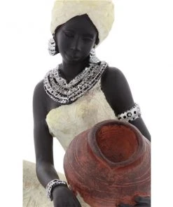 Grayson Lane Eclectic Cream Poly Stone African Lady Sculpture - 10-in X 6-in -GRAYSON LANE shop 330858340 AlternateImage2 l