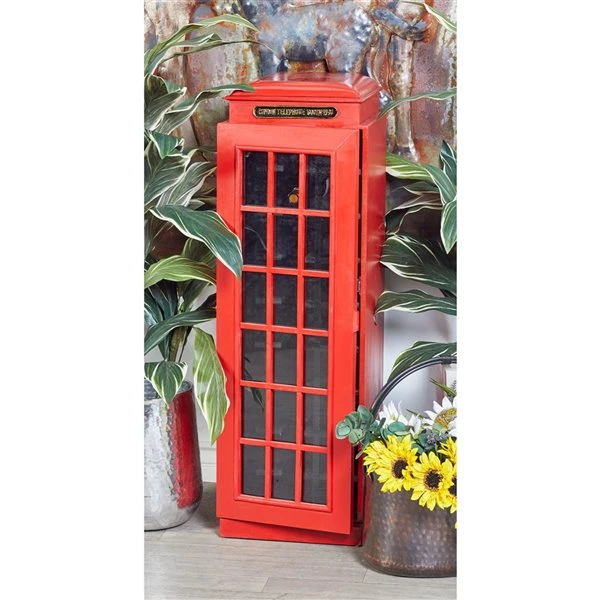 Grayson Lane 27-Bottle Red Wood Vintage Wine Cabinet Holder 2 Grayson Lane 27-Bottle Red Wood Vintage Wine Cabinet Holder - Image 2