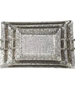 Grayson Lane Set of 3 23-in , 18-in , 15-in Traditional Tray - Silver - Aluminum -GRAYSON LANE shop 330858352 AlternateImage4 l