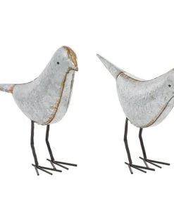 Grayson Lane Set of 2 12-in , 13-in - Grey Bird Farmhouse Sculpture - Metal