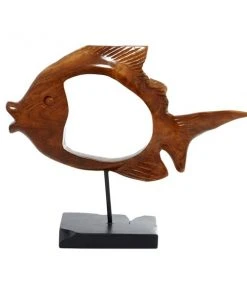 Grayson Lane Coastal Fish Sculpture - Brown Teak Wood - 16-in X 19-in -GRAYSON LANE shop 330858366 AlternateImage3 l
