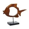 Grayson Lane Coastal Fish Sculpture - Brown Teak Wood - 16-in X 19-in