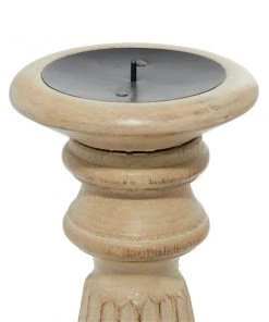 Grayson Lane 3-Candle Pillar Holder - 18-in, 15-in, 12-in - Brown Mango Wood -GRAYSON LANE shop 330858374 AlternateImage3 l