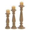 Grayson Lane 3-Candle Pillar Holder - 18-in, 15-in, 12-in - Brown Mango Wood