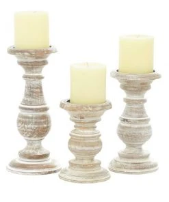 Grayson Lane 3-Candle Wood Pillar Holder (6-in, 8-in, 10-in)