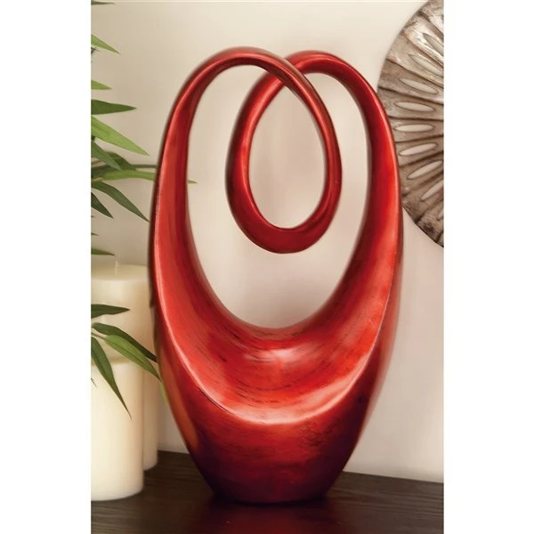 Grayson Lane Swirl Contemporary Sculpture - Red Poly Stone - 20-in x 11-in 2 Grayson Lane Swirl Contemporary Sculpture - Red Poly Stone - 20-in x 11-in - Image 2