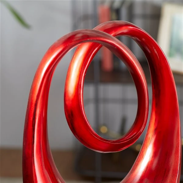 Grayson Lane Swirl Contemporary Sculpture - Red Poly Stone - 20-in x 11-in 3 Grayson Lane Swirl Contemporary Sculpture - Red Poly Stone - 20-in x 11-in - Image 3