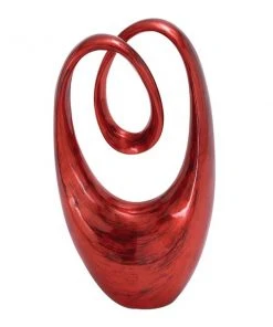 Grayson Lane Swirl Contemporary Sculpture - Red Poly Stone - 20-in x 11-in