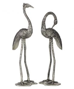 Grayson Lane Set of 2 20-in , 18-in Silver Rustic Bird Sculpture - Aluminum