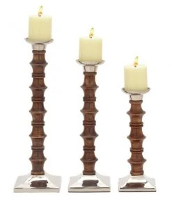 Grayson Lane 3-Candle Wood Pillar Holder - 12-in, 15-in, 18-in