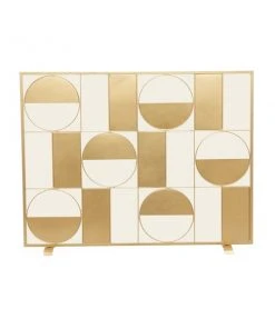 Grayson Lane Contemporary Fireplace Screen - Gold Metal - 32-in X 40-in