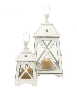 Grayson Lane 2-Candle Wood Lantern Holder - 19-in, 12-in