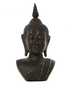 Grayson Lane Buddha Bohemian Sculpture - Black Poly Stone - 47-in X 23-in