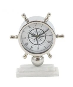 Grayson Lane Analog 8-in x 9-in Silver Round Tabletop Standard Clock