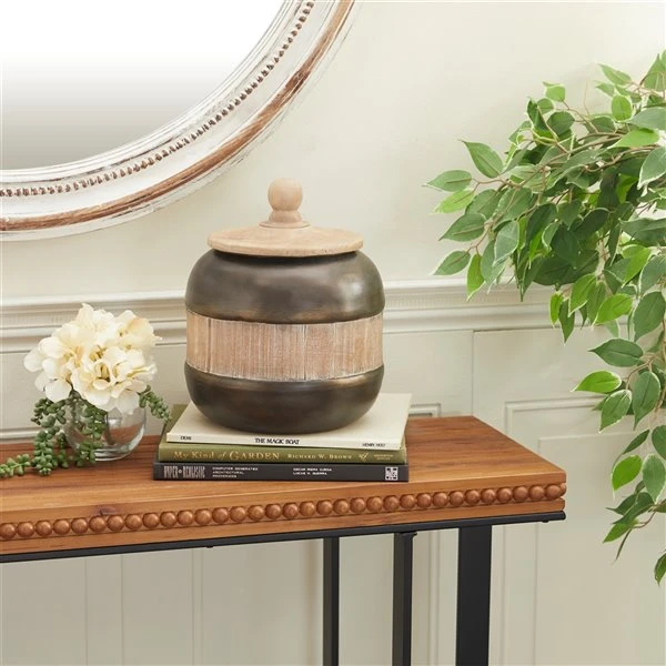 Grayson Lane Rustic Decorative Jars - Brown Metal - 11-in X 9-in 2 Grayson Lane Rustic Decorative Jars - Brown Metal - 11-in X 9-in - Image 2