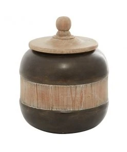 Grayson Lane Rustic Decorative Jars - Brown Metal - 11-in X 9-in