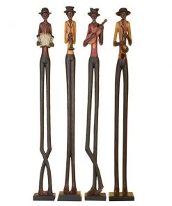 Grayson Lane Set of 4 5-in x 40-in - Brown Eclectic Musician Sculpture - Poly Stone