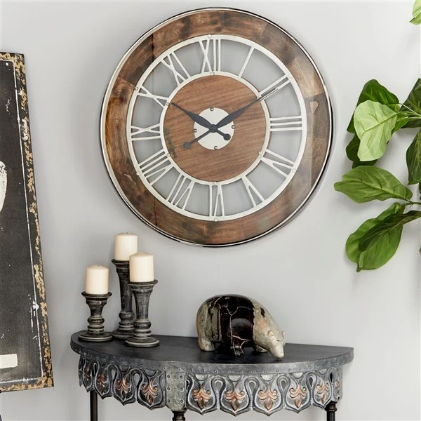 330858441_AlternateImage1_l.jpg Grayson Lane Analog 30-in x 30-in Brown Round Wall Standard Clock -GRAYSON LANE shop 330858441 AlternateImage1 l