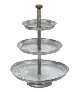 Grayson Lane Farmhouse 3 Tier Tray Stand- Grey Iron - 23-in X 16-in