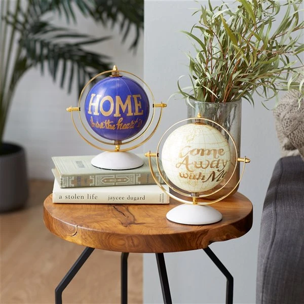 Grayson Lane Set of 2 8-in x 8-in- Multi Coloured Glam Globe - Stainless Steel 2 Grayson Lane Set of 2 8-in x 8-in- Multi Coloured Glam Globe - Stainless Steel - Image 2