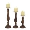 Grayson Lane 3-Candle Pillar Holder - 9-in, 12-in, 15-in - Dark Brown Mango Wood