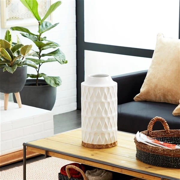 Grayson Lane Set of 2 8-in x 16-in Contemporary Vase - White Porcelain 2 Grayson Lane Set of 2 8-in x 16-in Contemporary Vase - White Porcelain - Image 2