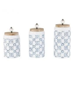 Grayson Lane Set of 3 12-in , 10-in , 9-in Farmhouse Decorative Jar - White - Metal