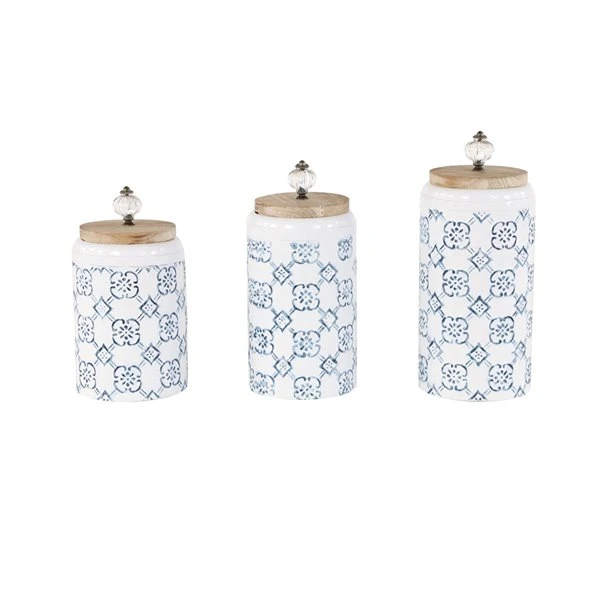 Grayson Lane Set of 3 12-in , 10-in , 9-in Farmhouse Decorative Jar - White - Metal 1 Grayson Lane Set of 3 12-in , 10-in , 9-in Farmhouse Decorative Jar - White - Metal