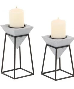 Grayson Lane 2-Candle Wood Pillar Holder - 8-in x 10-in