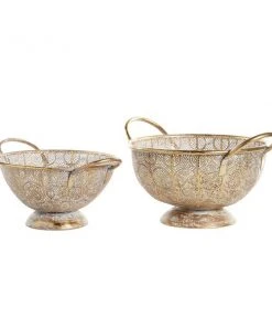 Grayson Lane Set of 2 21-in , 19-in Eclectic Decorative Bowl - Gold - Metal