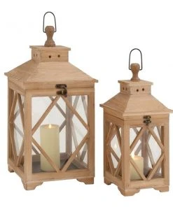 Grayson Lane 2-Candle Wood Lantern Holder - 21-in, 16-in