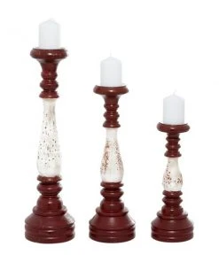 Grayson Lane 3-Candle Wood Pillar Holder - 20-in, 16-in, 12-in