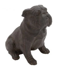 Grayson Lane Traditional Dog Sculpture - Brown Poly Stone - 11-in X 10-in
