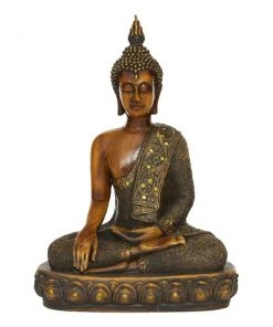Grayson Lane Bohemian Buddha Sculpture - Brown Poly Stone - 15-in X 12-in