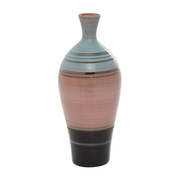 Grayson Lane Contemporary Vase - Pink Ceramic - 15-in X 6-in x 6-in 1 Grayson Lane Contemporary Vase - Pink Ceramic - 15-in X 6-in x 6-in