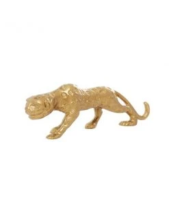 Grayson Lane Leopard Contemporary Sculpture - Gold Aluminum - 5-in X 3-in
