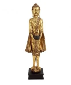 Grayson Lane Buddha Eclectic Sculpture - Gold Resin - 54-in X 16-in