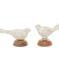 Grayson Lane Set of 2 7-in , 5-in - Brown Farmhouse Bird Sculpture - Mango Wood