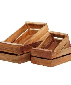 Grayson Lane Set of 4 13-in , 16-in , 19-in , 22-in Farmhouse Storage Basket - Brown Mahogany
