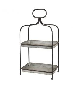 Grayson Lane Farmhouse 2 Tier Tray Stand - Brown Iron - 26-in X 14-in