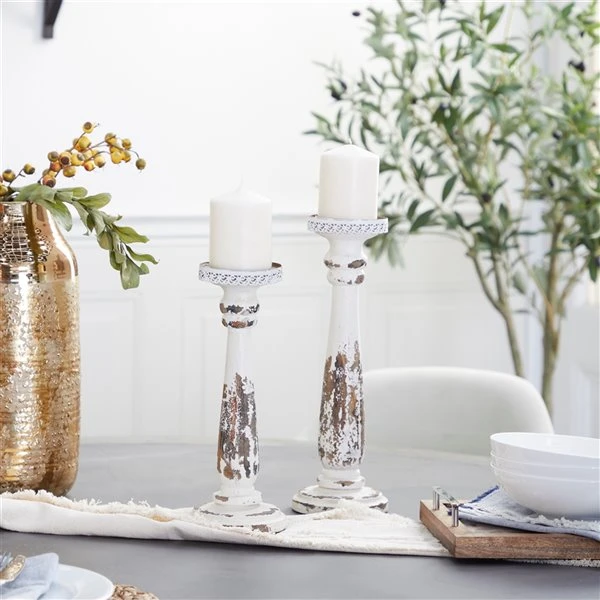 330858581_AlternateImage1_l.jpg Grayson Lane 2-Candle Wood Pillar Holder - 13-in, 15-in -GRAYSON LANE shop 330858581 AlternateImage1 l