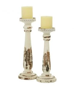 Grayson Lane 2-Candle Wood Pillar Holder - 13-in, 15-in