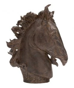 Grayson Lane Traditional Sculpture - Brown Poly Stone Horse - 25-in X 22-in