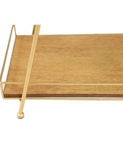 Grayson Lane Natural 2 Tier Tray Stand - Brown Wood and Iron- 22-in X 14-in -GRAYSON LANE shop 330858590 AlternateImage2 l