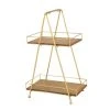 Grayson Lane Natural 2 Tier Tray Stand - Brown Wood and Iron- 22-in X 14-in