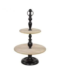 Grayson Lane Rustic 2 Tier Tray Stand - Black Wood and Iron- 26-in X 16-in -GRAYSON LANE shop 330858594 AlternateImage4 l