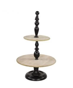 Grayson Lane Rustic 2 Tier Tray Stand - Black Wood and Iron- 26-in X 16-in -GRAYSON LANE shop 330858594 AlternateImage5 l