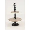Grayson Lane Rustic 2 Tier Tray Stand - Black Wood and Iron- 26-in X 16-in